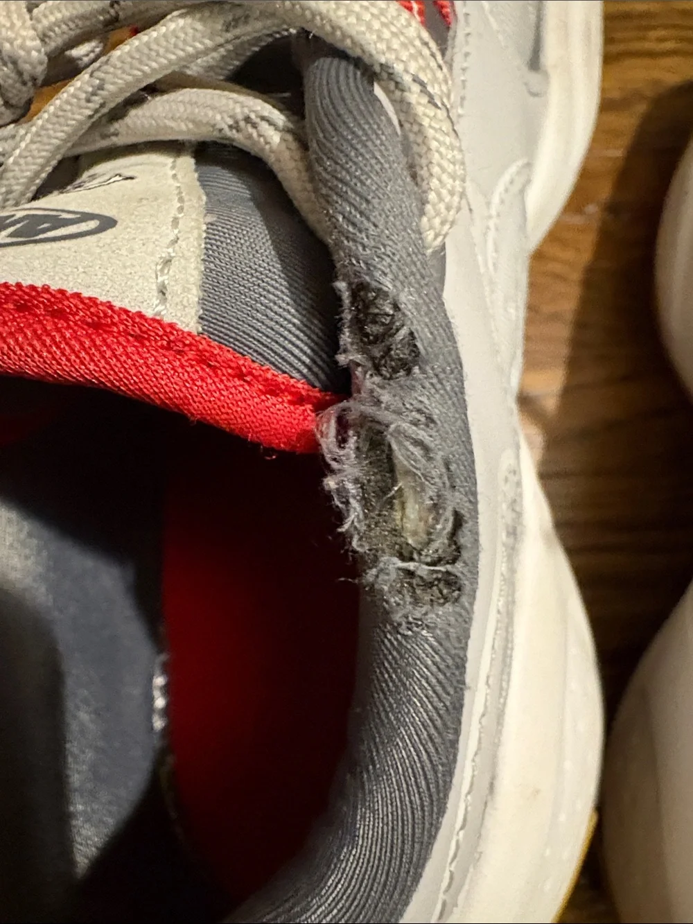 SIZE 1: And1 Gray and Red Low-Top Athletic Sneakers